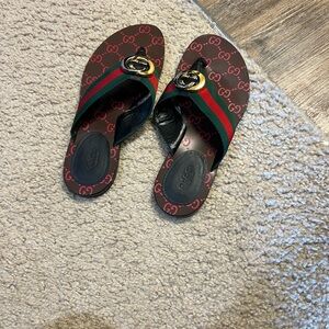 Gucci Black and Red Logo Sandals